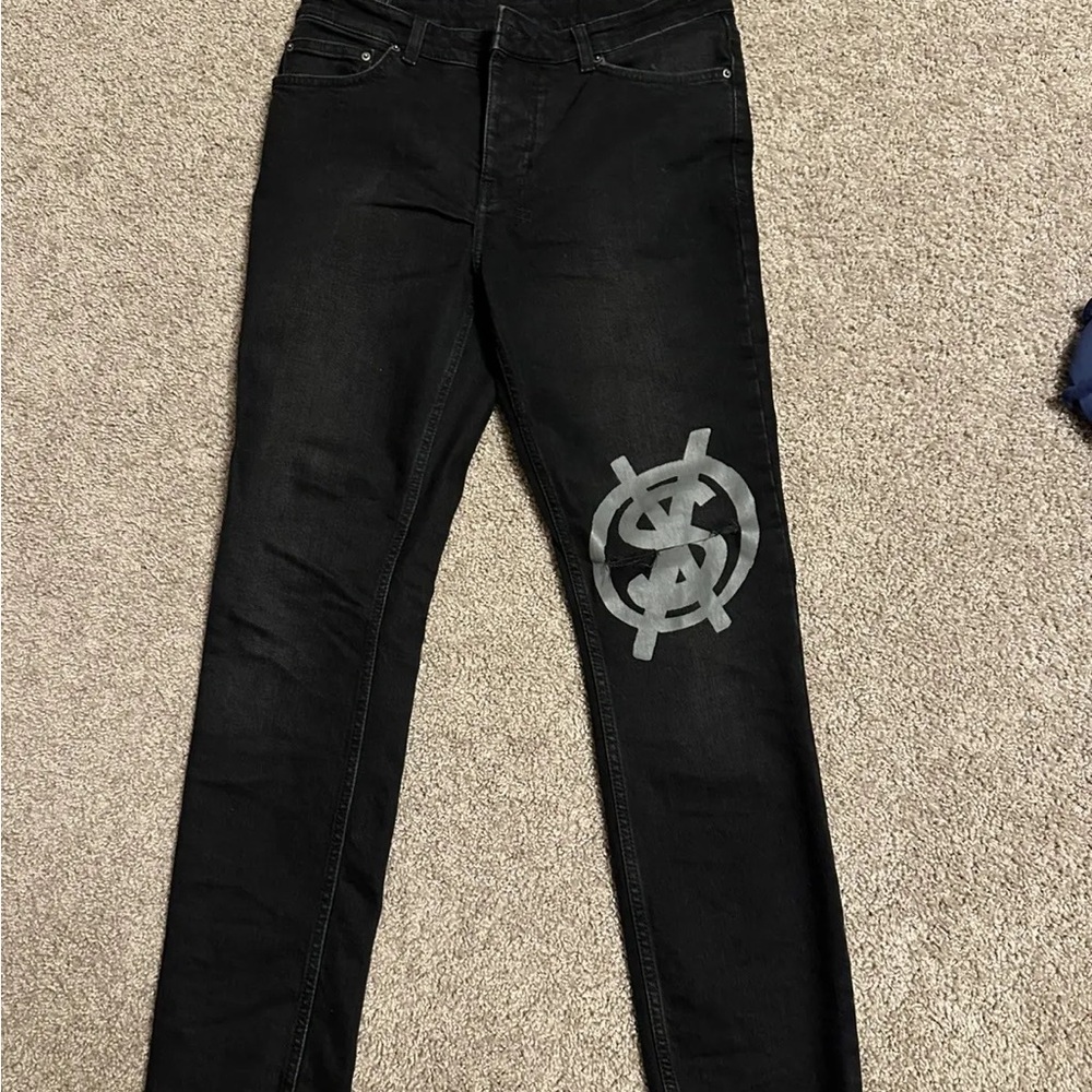 Black Jeans with Gray Logo